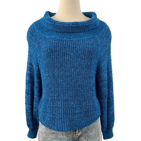 Free People Edessa Off-The-Shoulder Sweater Pullover Blue Size XS Oversized - Picture 1 of 9